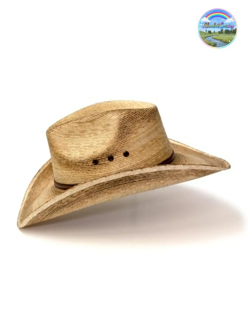 Palm Straw Cowboy Hat Pinch Front Distressed Burnt Finish Unisex Western
